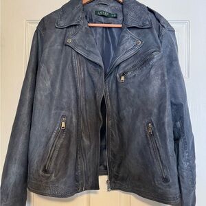 Polo by Ralph Lauren Blue Leather Jacket